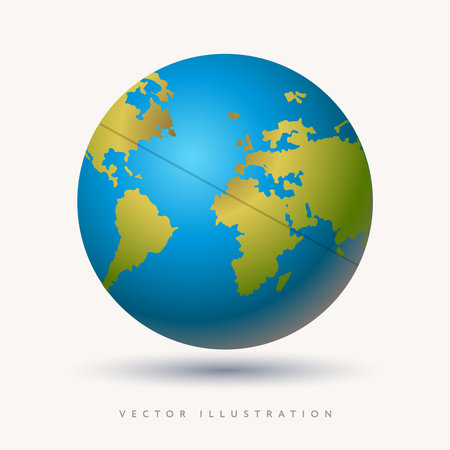 Earth globes isolated on white background. Realistic planet Earth 3D icon. Vector illustration.のイラスト素材