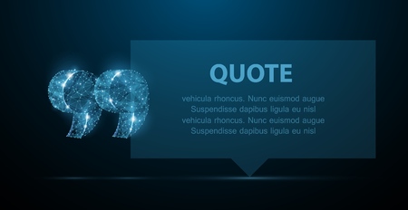 Quote. Abstract modern blank speech bubble with quote marks on dark blue background. For message, note, info, citation, remark or otherのイラスト素材