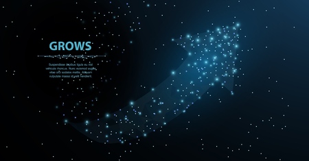 Arrow growth. Polygonal mesh art looks like constellation. Concept illustration or backgroundのイラスト素材
