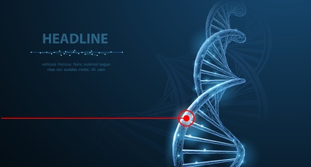 DNA. Abstract future innovation dna molecule helix spiral laser therapy on white background. Medical science, genetic biotechnology, chemistry biology, gene cell concept vector 3d illustrationのイラスト素材