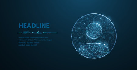 Abstract web user on circle isolated on blue. Vector illustration. Business avatar, register new member, web admin, social network conceptのイラスト素材