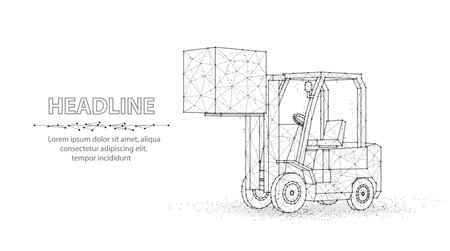 Forklift. Automated logistic service, digital warehouse, forklift technologyのイラスト素材