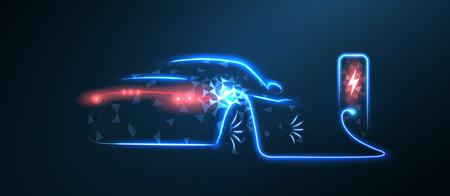 EV. Electric car connect to charging station. Eco power, EV chargerの写真素材