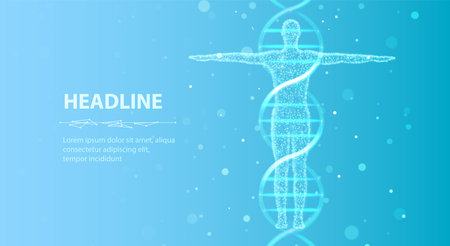 Human DNA. Medical technology, gene evolution, cellular health, nervous systemのイラスト素材