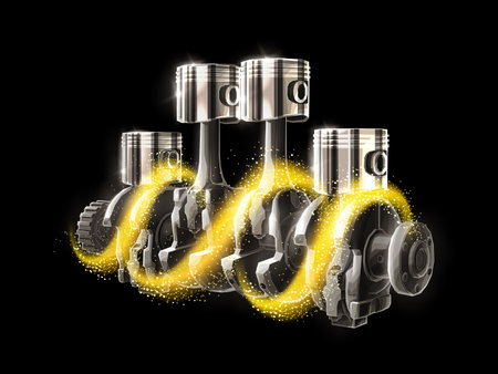 Engine piston and oil. Car part, Motorbike drive, Lubricant motorcycle.のイラスト素材