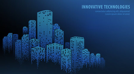 City buildings abstract background. Smart city, urban concept, real estate, organization office.のイラスト素材