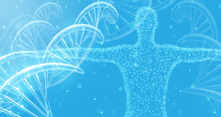 Human DNA. Medical technology, gene evolution, cellular health, nervous systemのイラスト素材