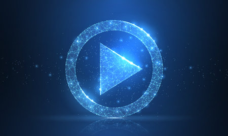 Polygonal wireframe play icon looks like constellationのイラスト素材
