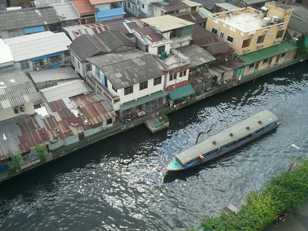 Traveling by boat in Bangkokの素材