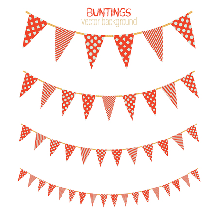 Set of pink patchwork textile bunting flags.Vector bunting background with space for textのイラスト素材