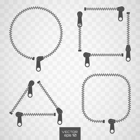 Vector illustration of 1 2 3 concept template zippered lock and unlock.Vector icon closed and open zipper, fastener. Zipper buttoned.のイラスト素材