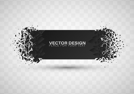 Geometric banners.Abstract explosion of black glass.Square and circle destruction shapes.3d effect of particles.Vector illustration.のイラスト素材