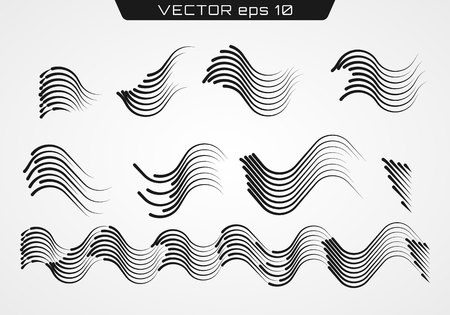Transparent waved lines for brochure, website, flyer design.Speed line or fast lines manga motion.Vector illustration EPS 10.Design elements.のイラスト素材