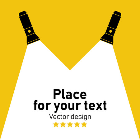Flashlight icon.Vector flat flashlight illustration.Concept of flat flashlight in dark.Place for your text.のイラスト素材