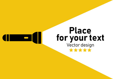Flashlight icon.Vector flat flashlight illustration.Concept of flat flashlight in dark.Place for your text.のイラスト素材