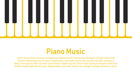 Grunge black and white piano keyboard. Piano on a yellow background.  Stock vector illustration for poster, music performance, jazz festival.のイラスト素材