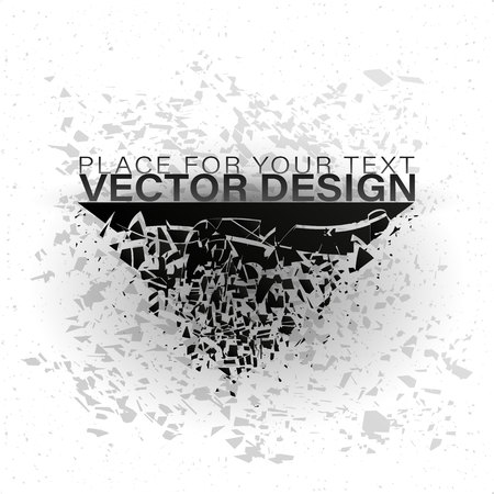 Geometric banners.Abstract explosion of black glass.Square and circle destruction shapes.3d effect of particles.のイラスト素材