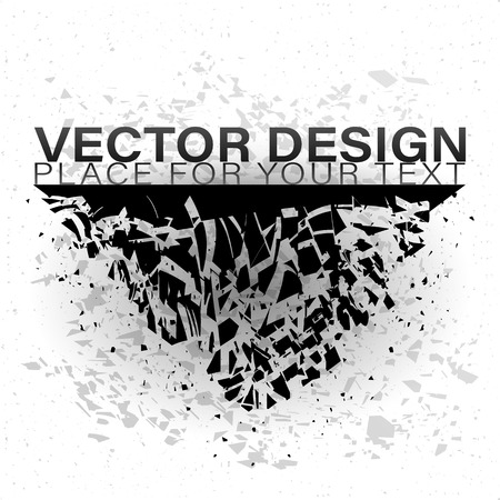 Geometric banners.Abstract explosion of black glass.Square and circle destruction shapes.3d effect of particles.のイラスト素材