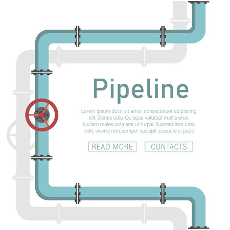 Pipeline design background pattern with pipe with valve illustration pipeline design.Valve, pipe connectors, meters, pipe details  set.のイラスト素材