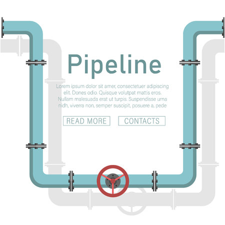 Pipeline design background pattern with pipe with valve illustration pipeline design.Valve, pipe connectors, meters, pipe details set.のイラスト素材