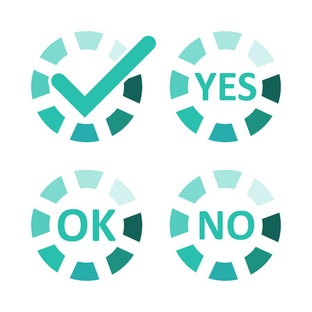 Tick and cross signs.Like and dislike isolated on white background. Symbols YES and NO button for vote, decision, web. Vector illustration.のイラスト素材