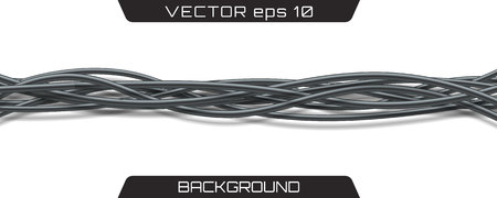 Electric cables.Realistic electrical gray industrial wires. Wire connection, cable electric power, connect electricity illustration.のイラスト素材