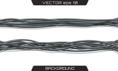Electric cables.Realistic electrical gray industrial wires. Wire connection, cable electric power, connect electricity illustration.のイラスト素材