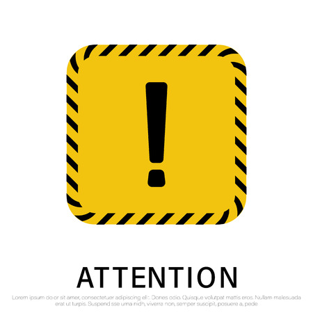 Attention signs isolated on white background. Design with attention icon for banner, posteror signboard.Hazard warning attention sign.  Vector illustration.のイラスト素材