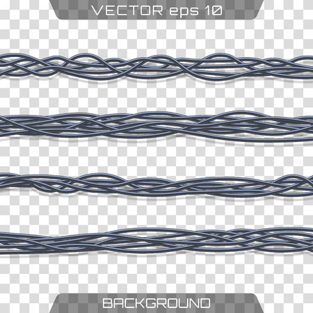 Electric cables.Realistic electrical gray industrial wires. Wire connection, cable electric power, connect electricity illustration.のイラスト素材