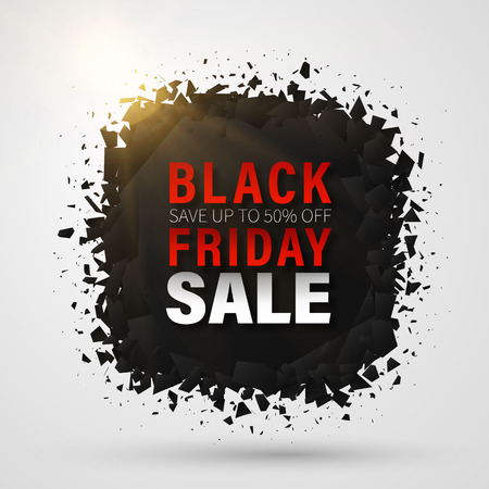 Black Friday Sale Abstract Background. Set of transparent geometric vector banners. Super sale. Vector Banner with explosion effect.のイラスト素材
