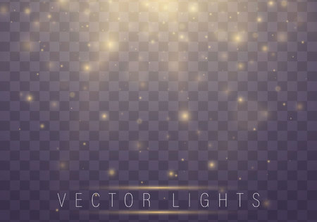Christmas abstract pattern. Yellow sparks and stars glitter special light effect. Sparkling magic dust particles. Glow transparent vector, explosion, glitter.のイラスト素材