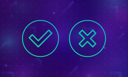 Check icon. Check list button neon signboard, design template, modern trend design, night neon signboard, night bright advertising, light banner, light art. Elements of web in multi color style icons.のイラスト素材