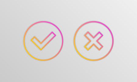 Check box icons, tick and cross signs, check mark, Yes, No. Simple icon for websites, web design, mobile app, info graphics.のイラスト素材
