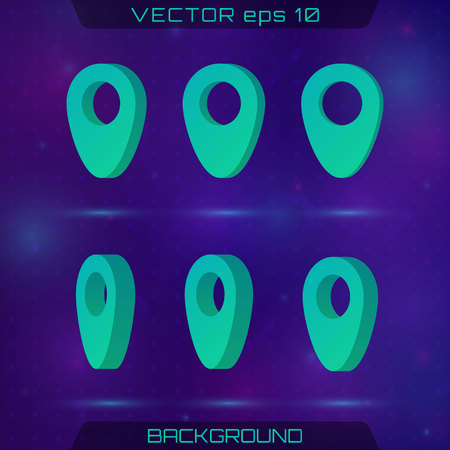 Set of 3D map pointers. Web location point. Location symbols. Vector Design Elements.のイラスト素材