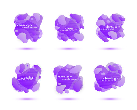 Set of Gradient abstract banners with flowing liquid shapes. Isolated dynamical art form. Template for the design of a logo, flyer or presentation.のイラスト素材