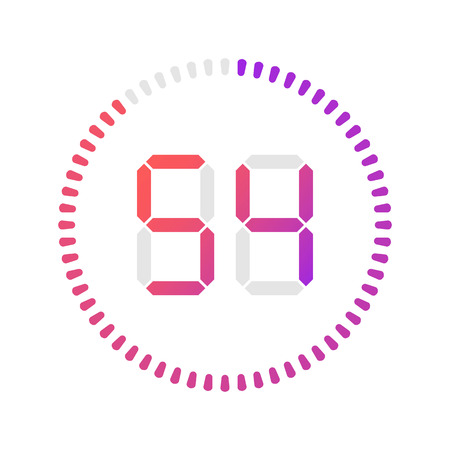 The 54 minutes, stopwatch vector icon, digital timer. Vector digital count down circle board with circle time pie diagram. Watch outline style design, designed for web and app.のイラスト素材