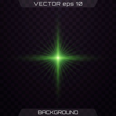 Green horizontal lens flares pack. Vector green glowing lights on transparent background. Spark, star burst, flash. Transparent shining sun, bright flash.のイラスト素材