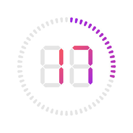 The 17 minutes, stopwatch vector icon, digital timer. Vector digital count down circle board with circle time pie diagram. Watch outline style design, designed for web and app.のイラスト素材