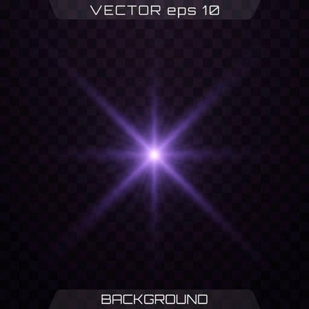 Purple glowing light. Blue and violet glowing effect. Set of glowing stars. Vector illustration. Lights sparkles isolated, lens flare, explosion, glitter, line, sun flash, spark and stars.のイラスト素材