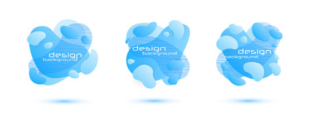 Set of Gradient abstract banners with flowing liquid shapes. Isolated dynamical art form. Template for the design of a logo, flyer or presentation.のイラスト素材