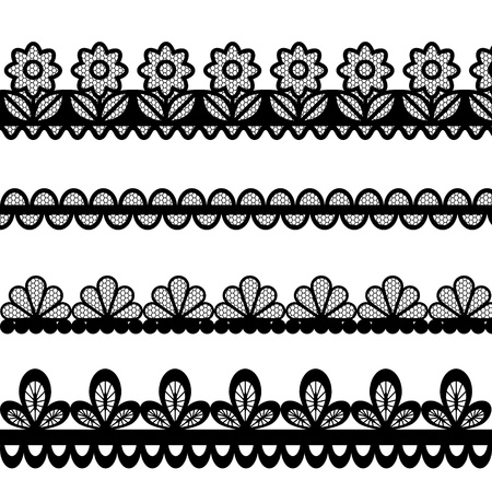Set of lace vector bordersのイラスト素材