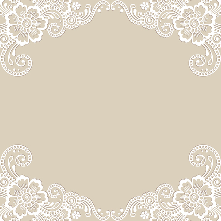 White flower corner, lace ornamentのイラスト素材
