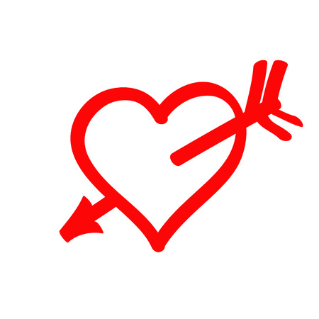 Vector hand-drawn red heart.のイラスト素材