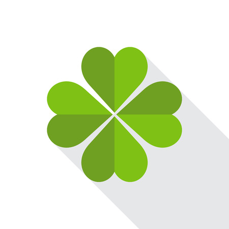 Green clover symbol with shadow. Flat design.のイラスト素材