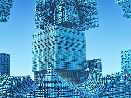 Fantastic city, 3D rendering, fractal abstract designの写真素材