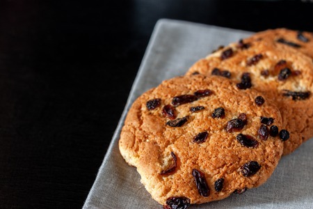 Shortbread with raisins on the table