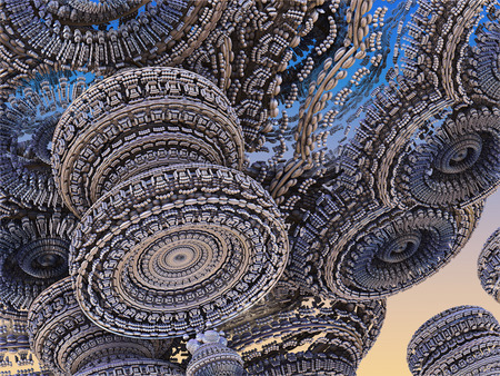 Fantastic city, 3D rendering, fractal abstract designの写真素材