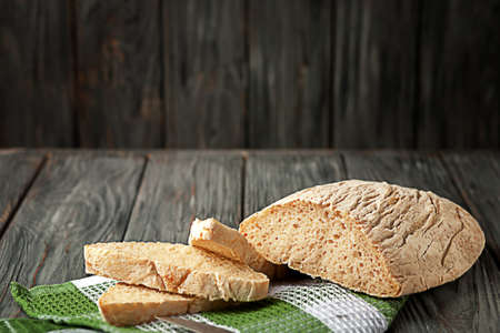 Freshly baked homemade bread is on the table