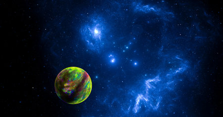 Fantastic abstract background from stars and galactic in space. Fractal spiral.