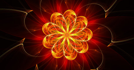 Fractal image as background with flower. creative element for design.の写真素材